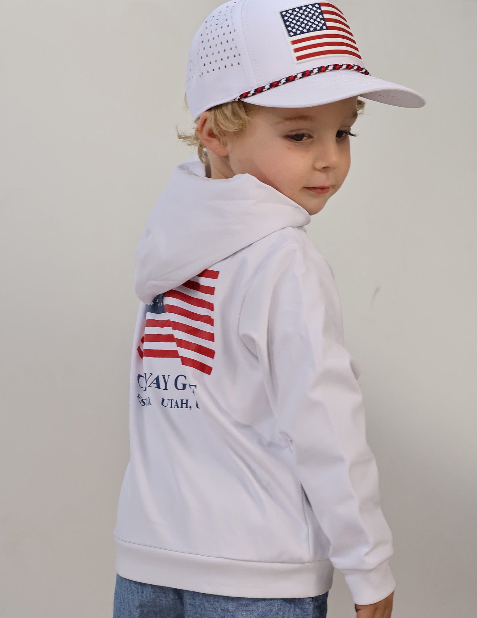 Kids White Flag Hoodie